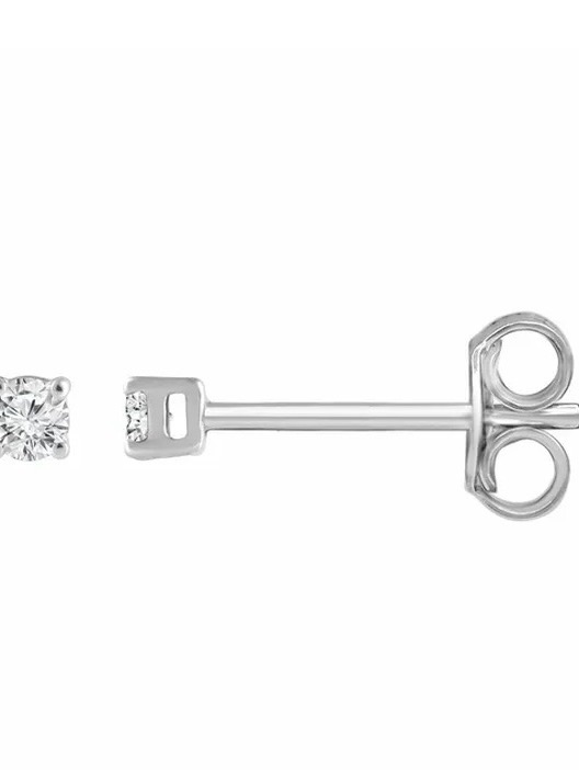 Moissanite 0.05 Round Cut Solitaire 925 Stud Earrings In Silver
